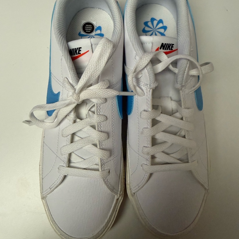 Nike White and Sky Blue Athletic Shoes